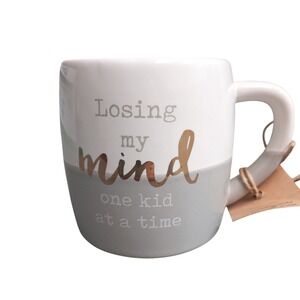 Mud Pie Losing My Mind One Kid At A Time Funny Mom Mug Gray White Gold 43500024L